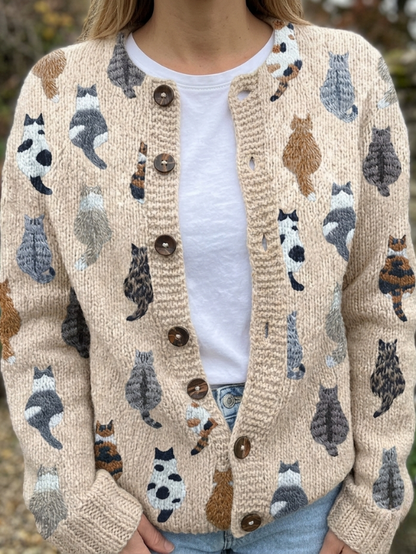 Maas & Mode® | De Kattenprint Cardigan
