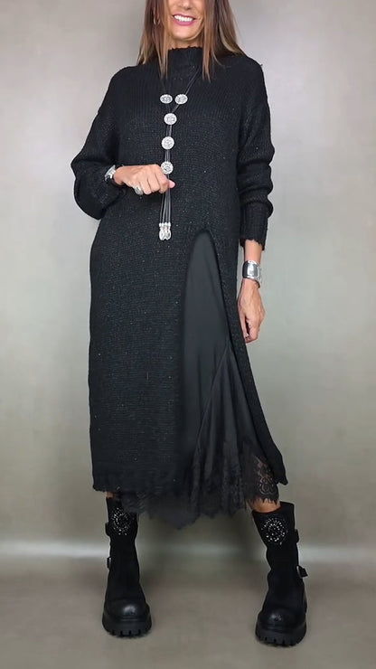 Maas & Mode® | Complete stijlvolle outfit  (Lange trui + jurk)