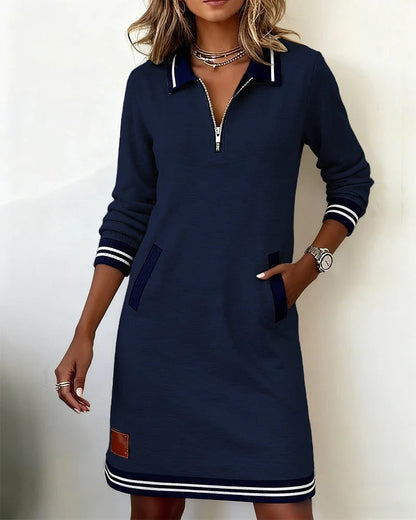Maas & Mode® | Chique jurk met lange mouwen van katoen