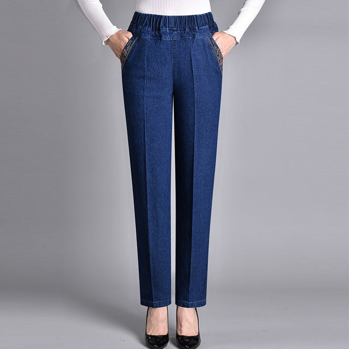 Maas & Mode | Damesjeans met Zijzakken en Elastische Taille