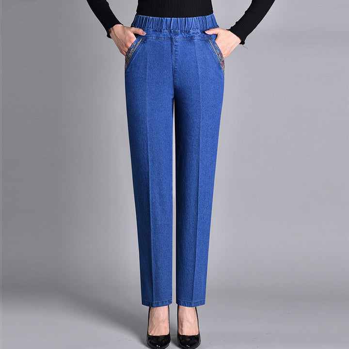 Maas & Mode | Damesjeans met Zijzakken en Elastische Taille