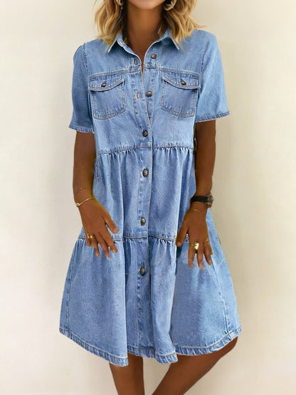 Maas & Mode® | Sophia Casual Elegante Denim Jurk