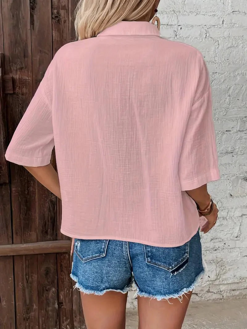 Maas & Mode® | Sylvie™  Casual Button-Up Zomerblouse