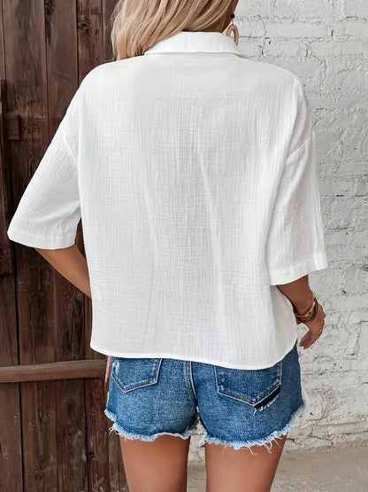 Maas & Mode® | Sylvie™  Casual Button-Up Zomerblouse