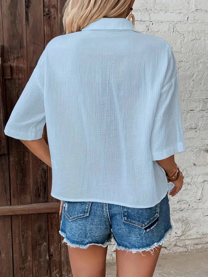Maas & Mode® | Sylvie™  Casual Button-Up Zomerblouse