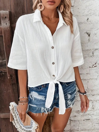Maas & Mode® | Sylvie™  Casual Button-Up Zomerblouse